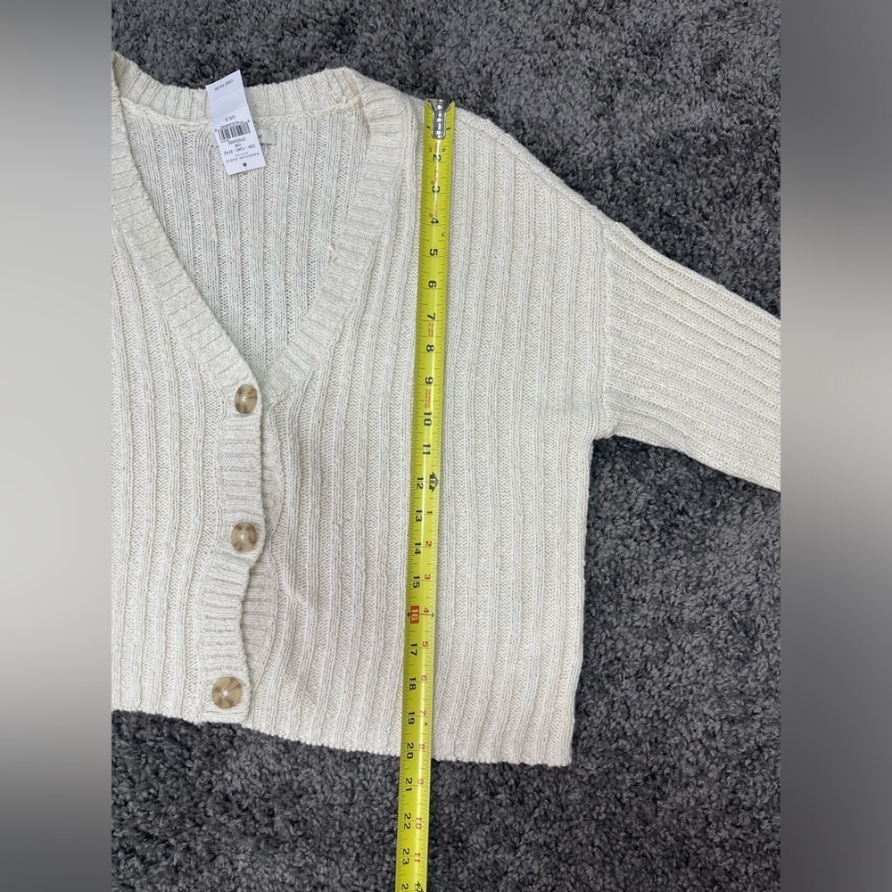 American eagle cotton blend long sleeve off white cardigan sweater womenโs S - Picture 13 of 15